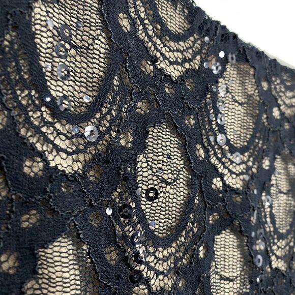 JH Evenings Sleeveless Lace Sequined Midi Dress Size 12 Black Full Skirt Event - Picture 7 of 12